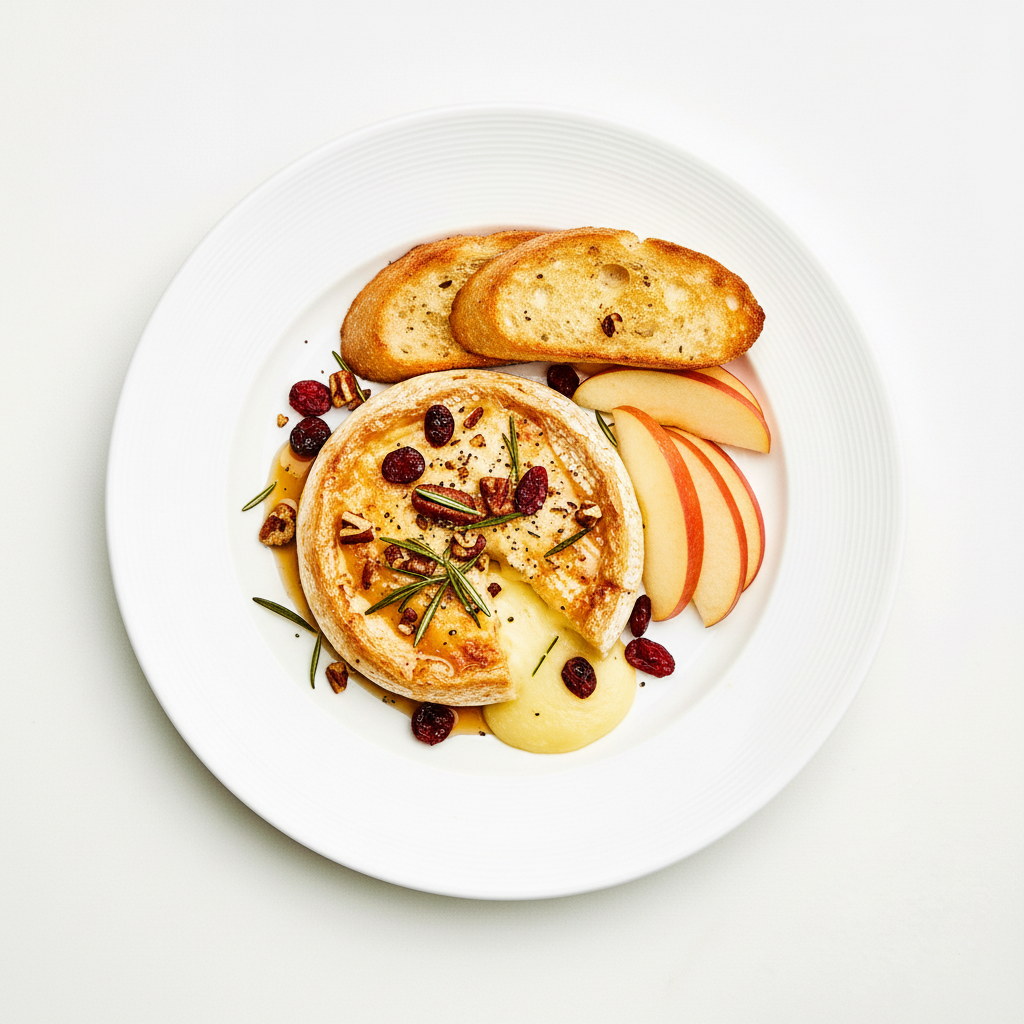 BAKED BRIE CHEESE ON TOASTED PIZZA BREAD (V) Full