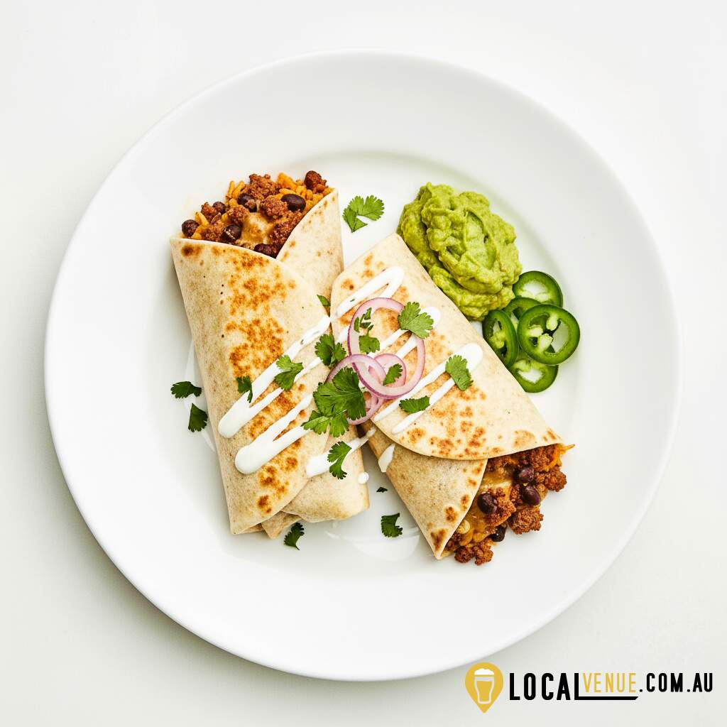 Black bean Burritos w/ avocado salsa and sour cream Full