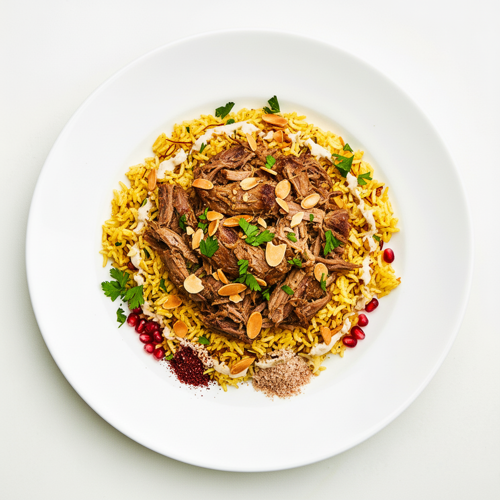 Camel shawarma, coral lettuce, tomato, pickles, harissa toum Full