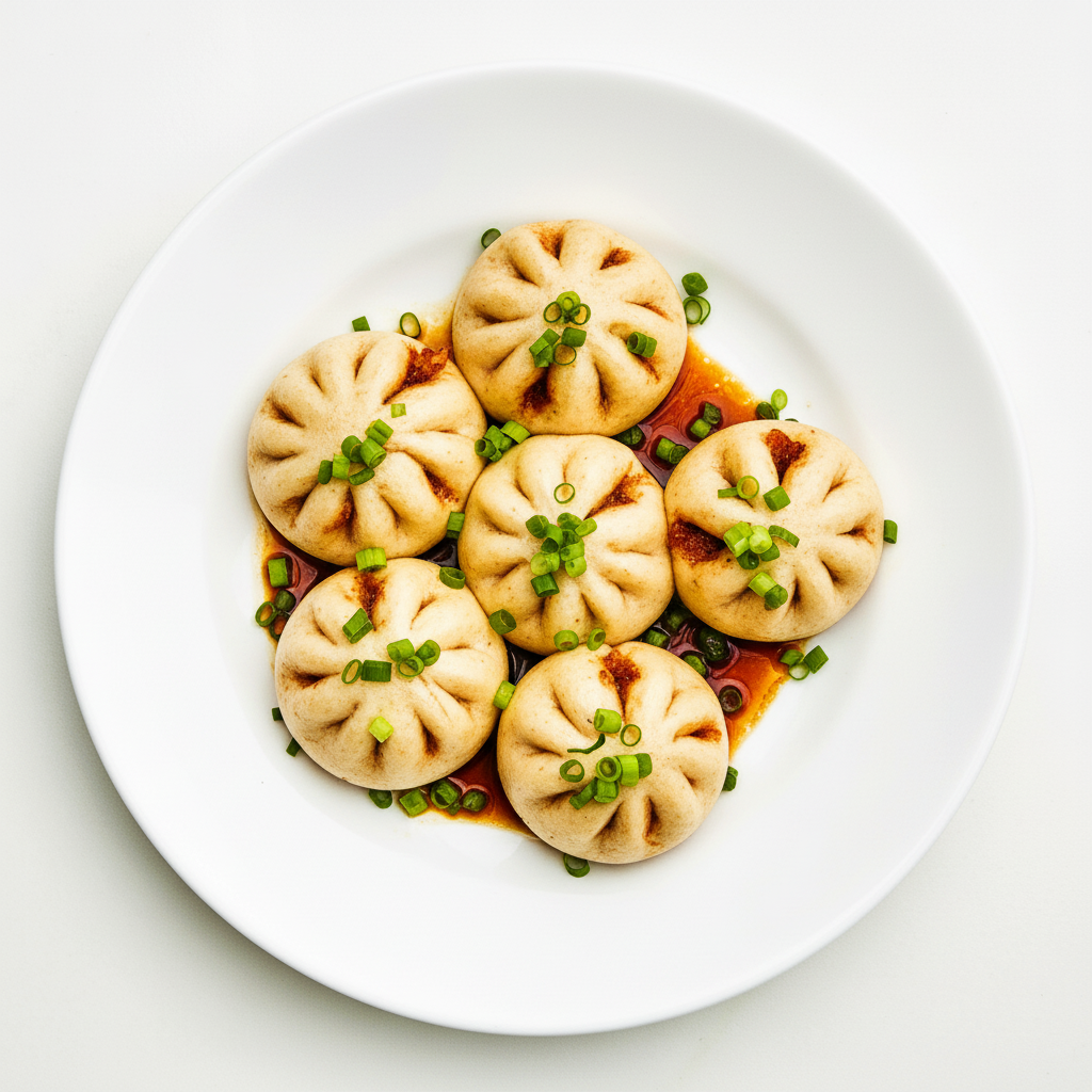 Steamed Mini Pork and vegetable buns (4) Full