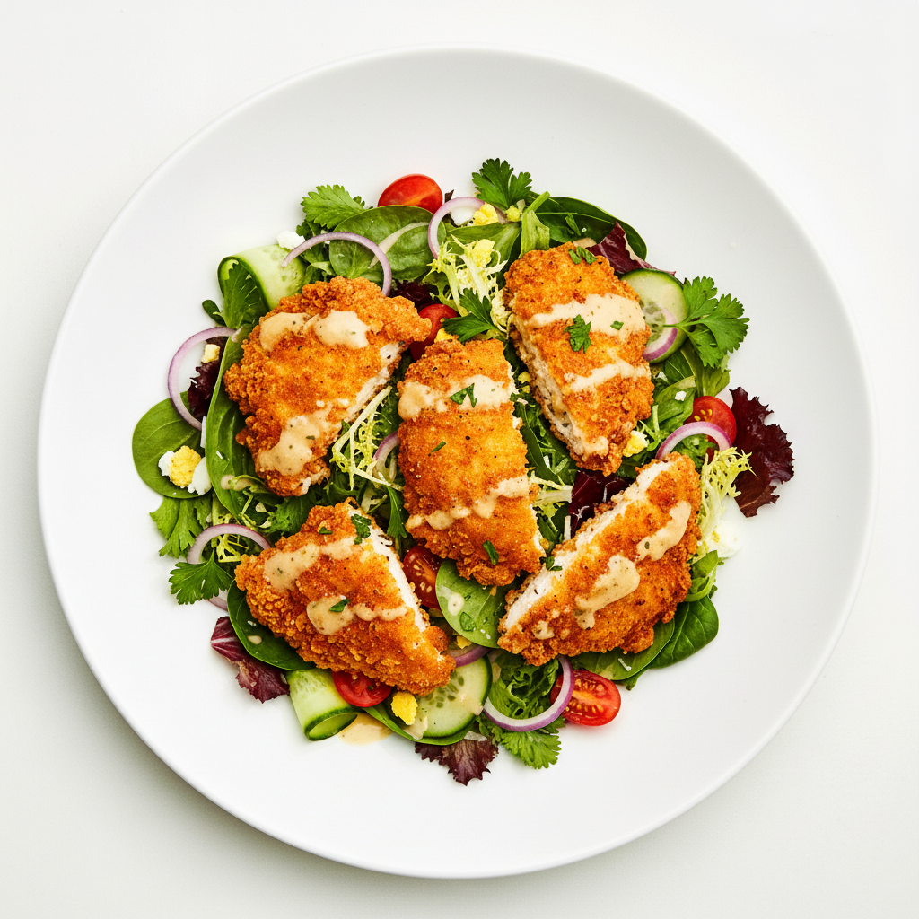 BUFFALO POPCORN CHICKEN SALAD Full