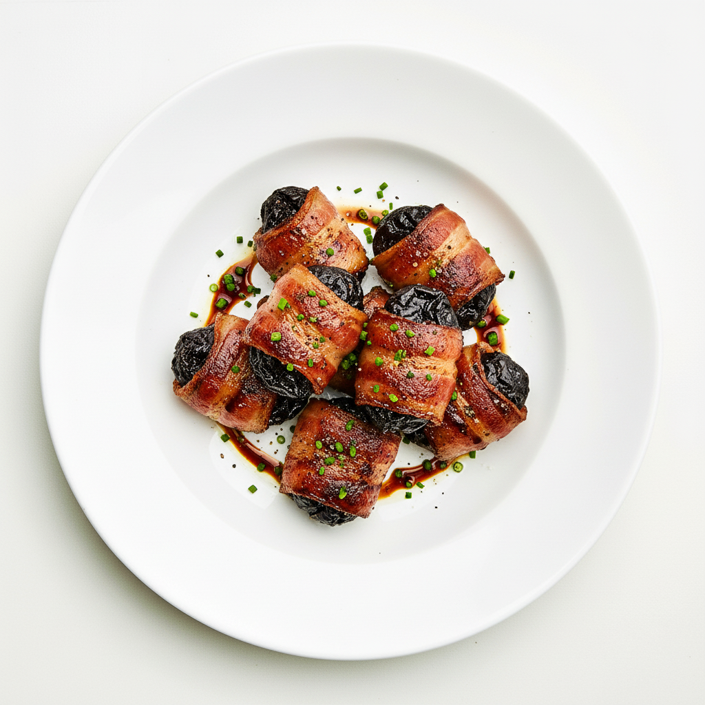 Stilton cheese-stuffed dates wrapped in pancetta Full