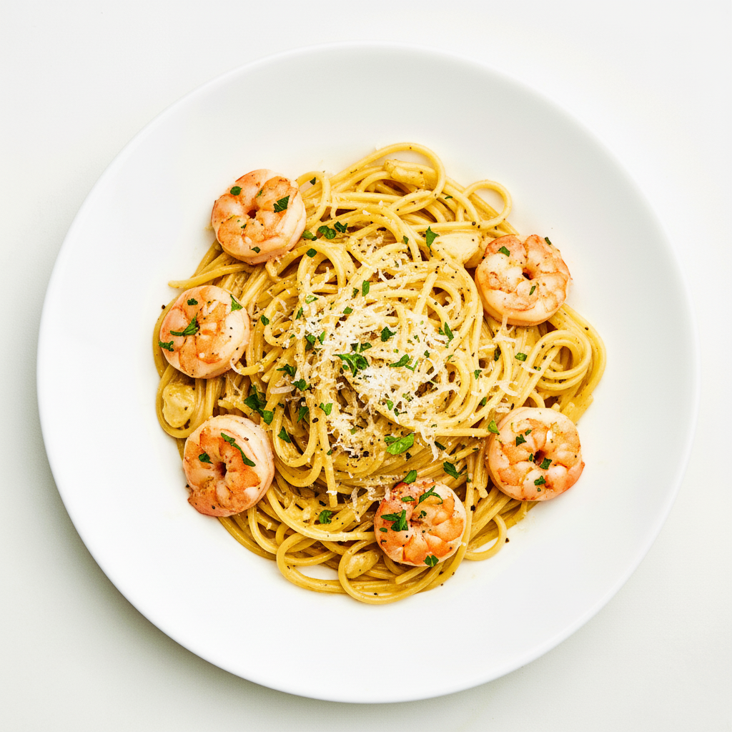 Fettuccine - Creamy Garlic King Prawn Full