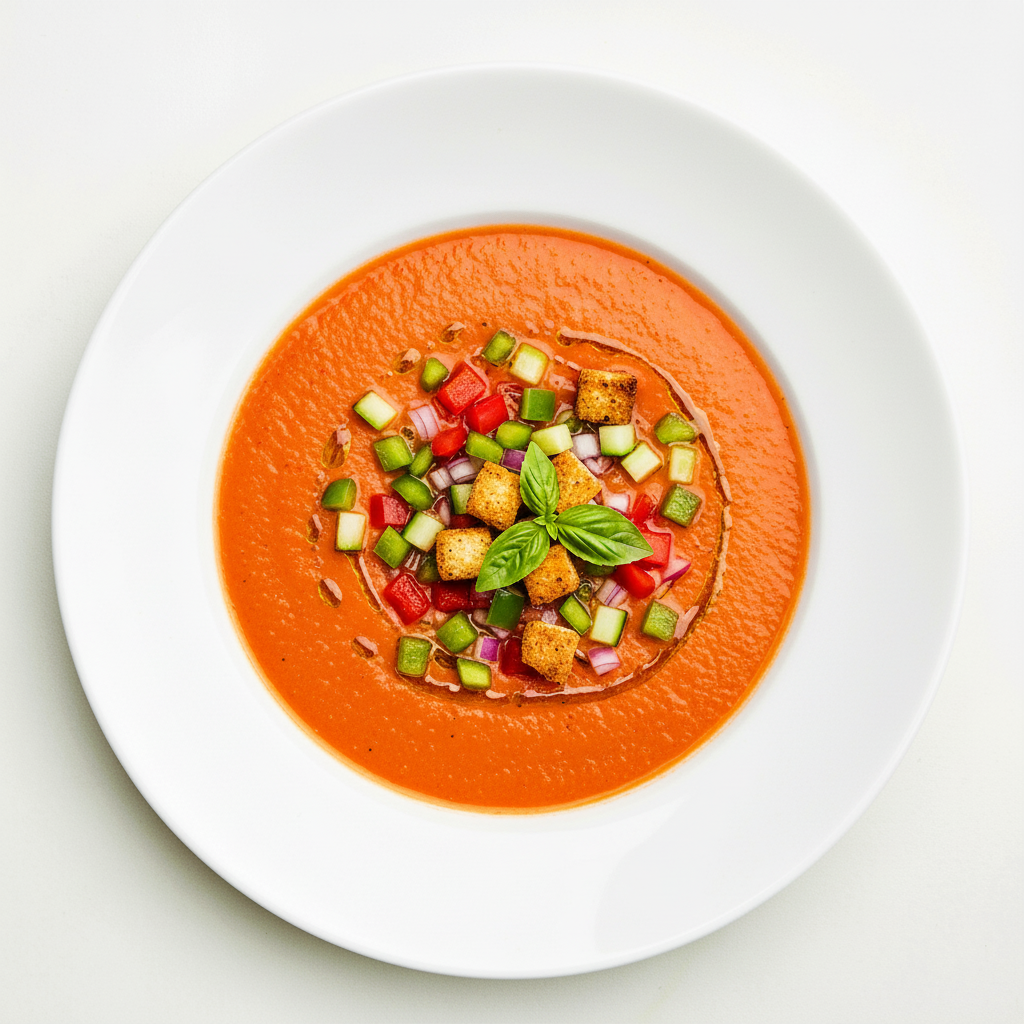 Mini gazpacho & basil oil shots Full