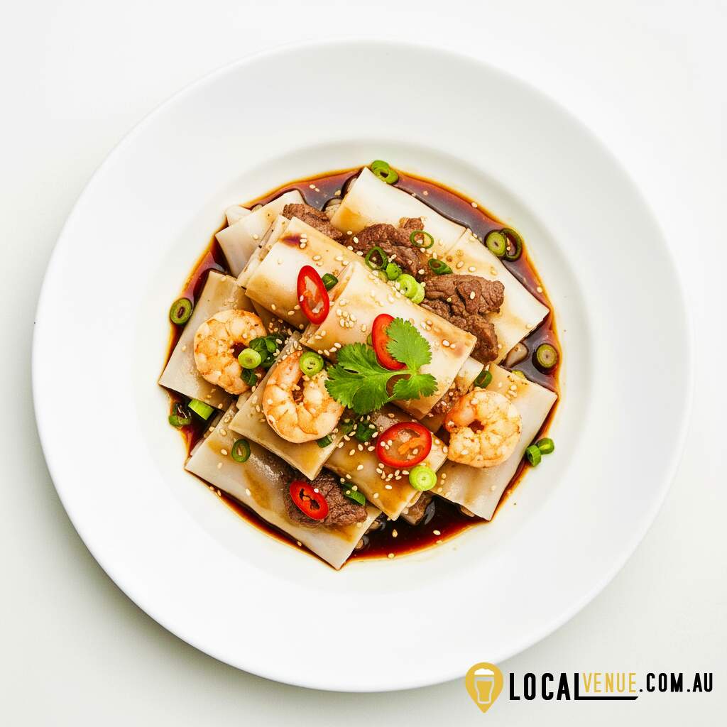 Vegetable rice noodle rolls with Asian glaze Full