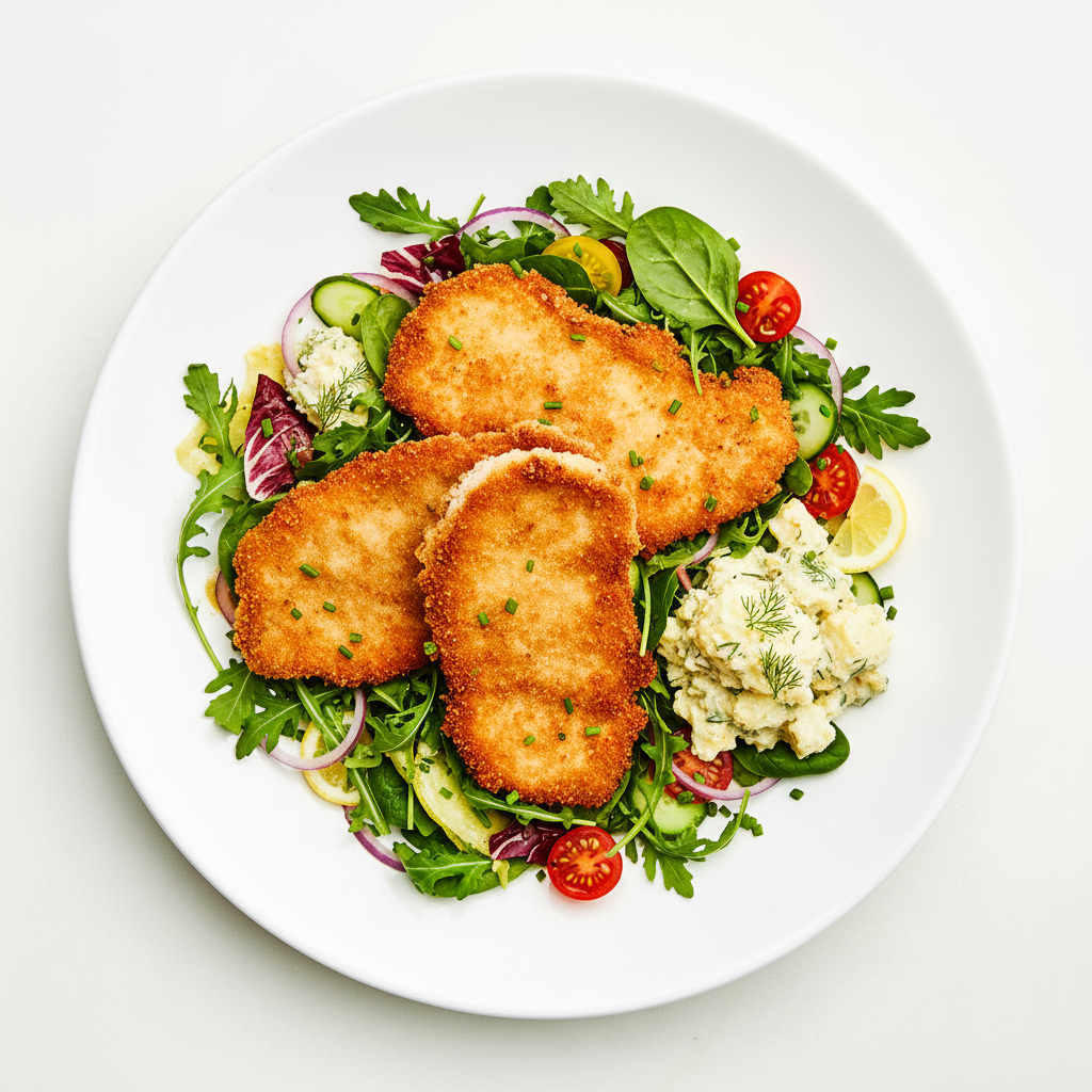 Rainbow Chicken Schnitzel Salad Full