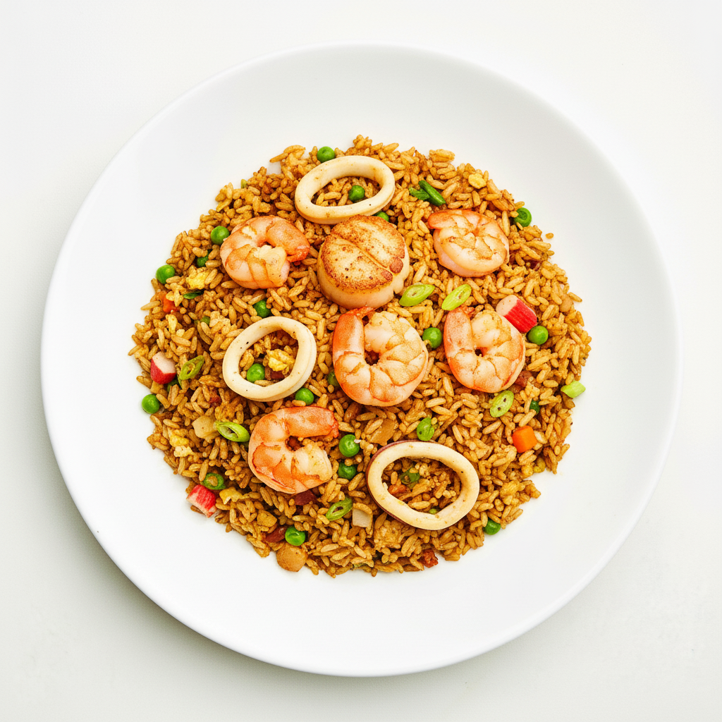 Seafood Combination with Ginger and Spring Onions Full