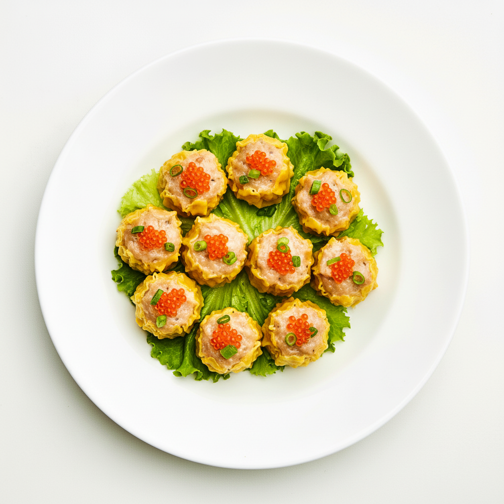 Steamed Prawn, Pork and Water Chestnuts Siu Mai (4) Full