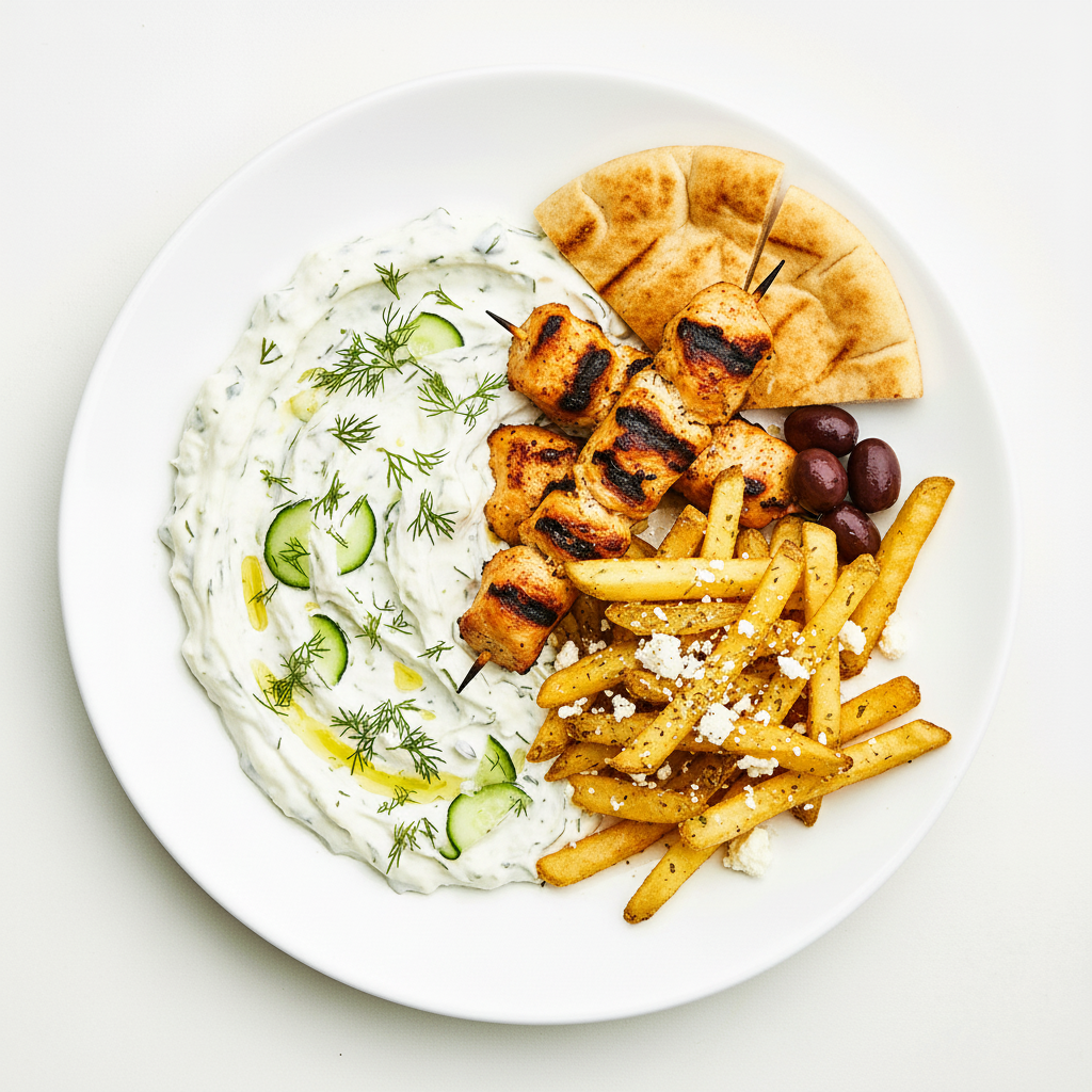 Khyar bi laban, garlic labneh, cucumber, sesame dressing, aleppo and shallot oil, flat bread Full