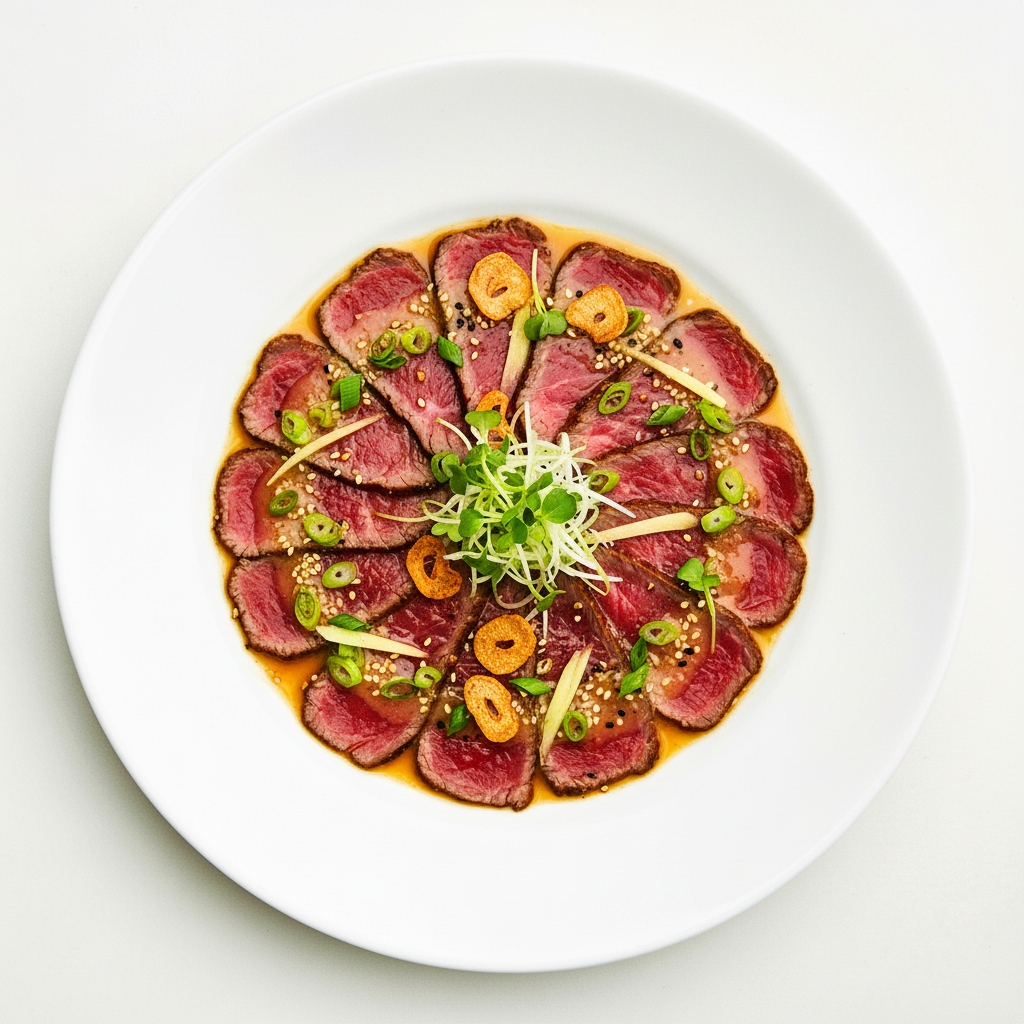 MB5 BEEF FLANK TATAKI & SMOKY MARROW Full