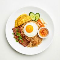 23. Grilled Lemongrass Pork Chop, Shredded Pork and Fry Egg with Tomato rice