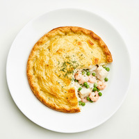 Curried Bar Cod Pie & Salad of Dylan’s Leaves & Herbs