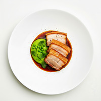 Asian pork belly - kimchi slaw - Asian glaze - sriracha
