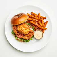 Prawn burger & fries