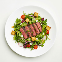 Steak with Chips and Salad